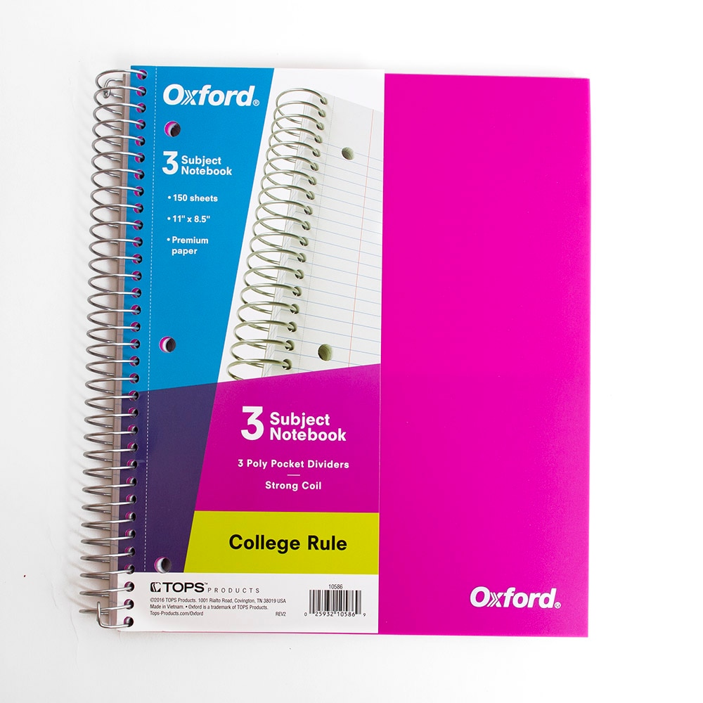 Oxford, Poly Covered, Spiral, Notebook, 3-Subject